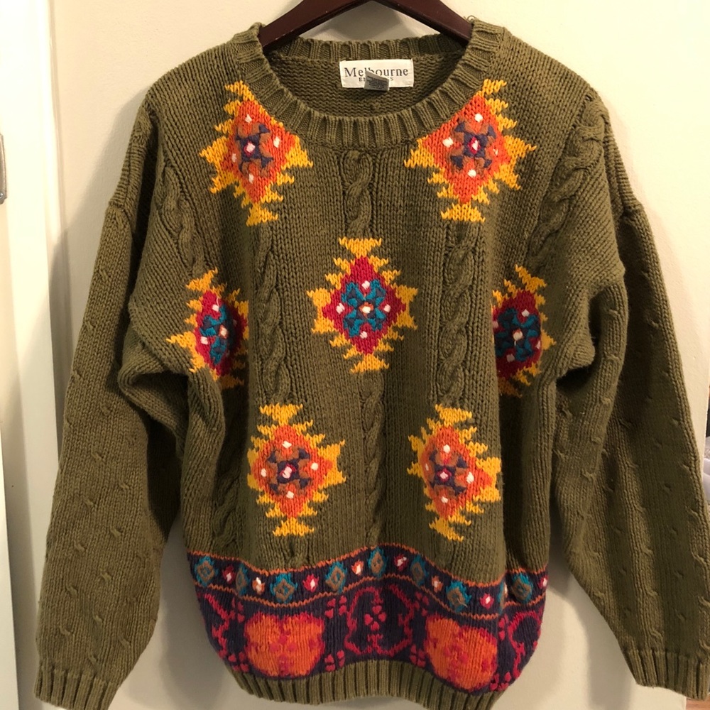 Vintage sweater ugly Christmas Thanksgiving Sz m